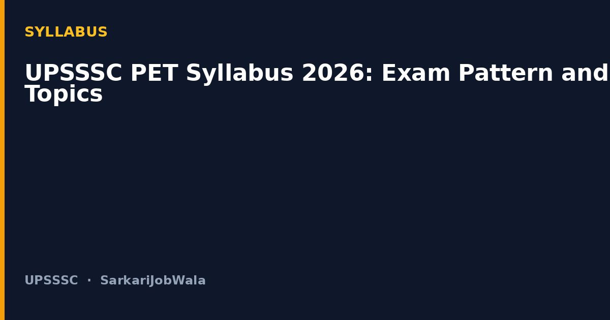 UPSSSC PET Syllabus 2026: Exam Pattern and Topics