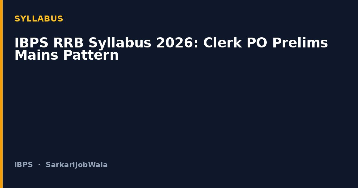 IBPS RRB Syllabus 2026: Clerk PO Prelims Mains Pattern