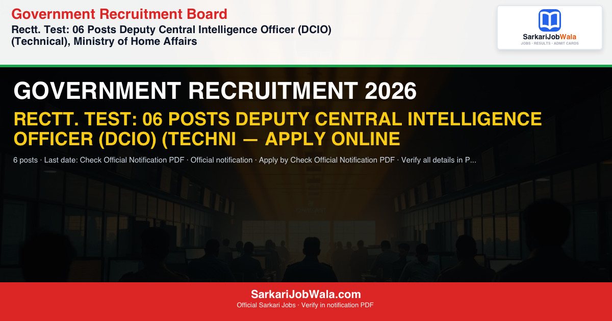 Government Recruitment B 2026 Apply Online 2026: 6 Posts, Apply Online | Sarkari Job Wala