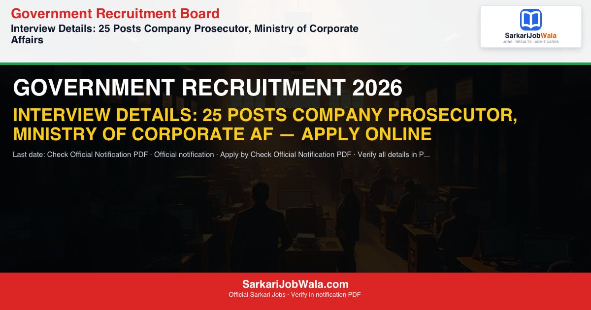 Government Recruitment B 2026 Apply Online 2026: Apply Online, Notification PDF | Sarkari Job Wala