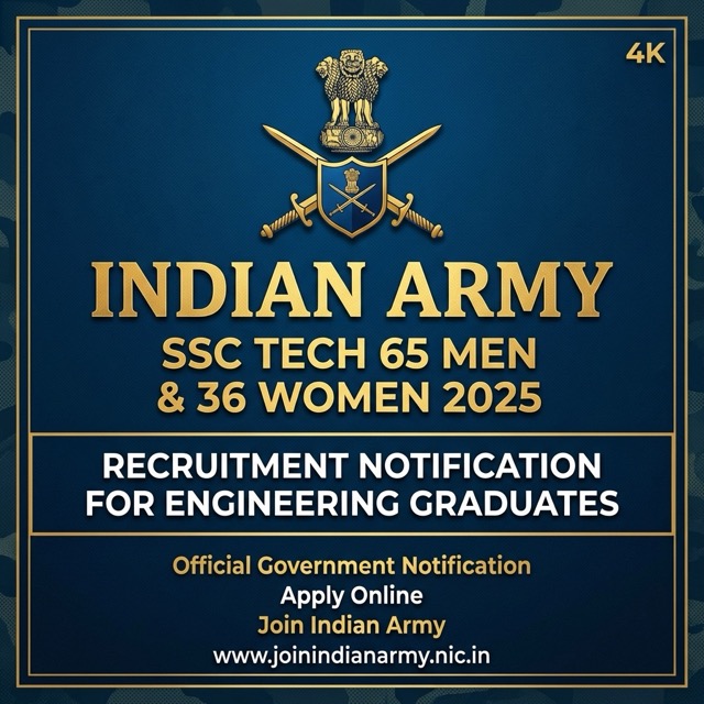 Indian Army SSC Tech 67 Men (Oct 2026): Apply Online for 350 Posts | Eligibility & Dates