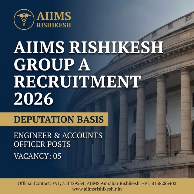 AIIMS Rishikesh Group A Recruitment 2026: 05 Engineer & Accounts Officer Posts | Apply Now