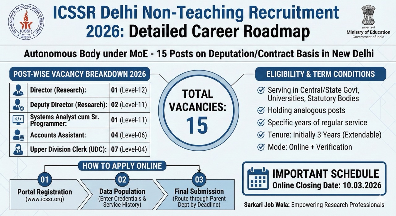 ICSSR Delhi Recruitment 2026: 15 Non-Teaching Posts