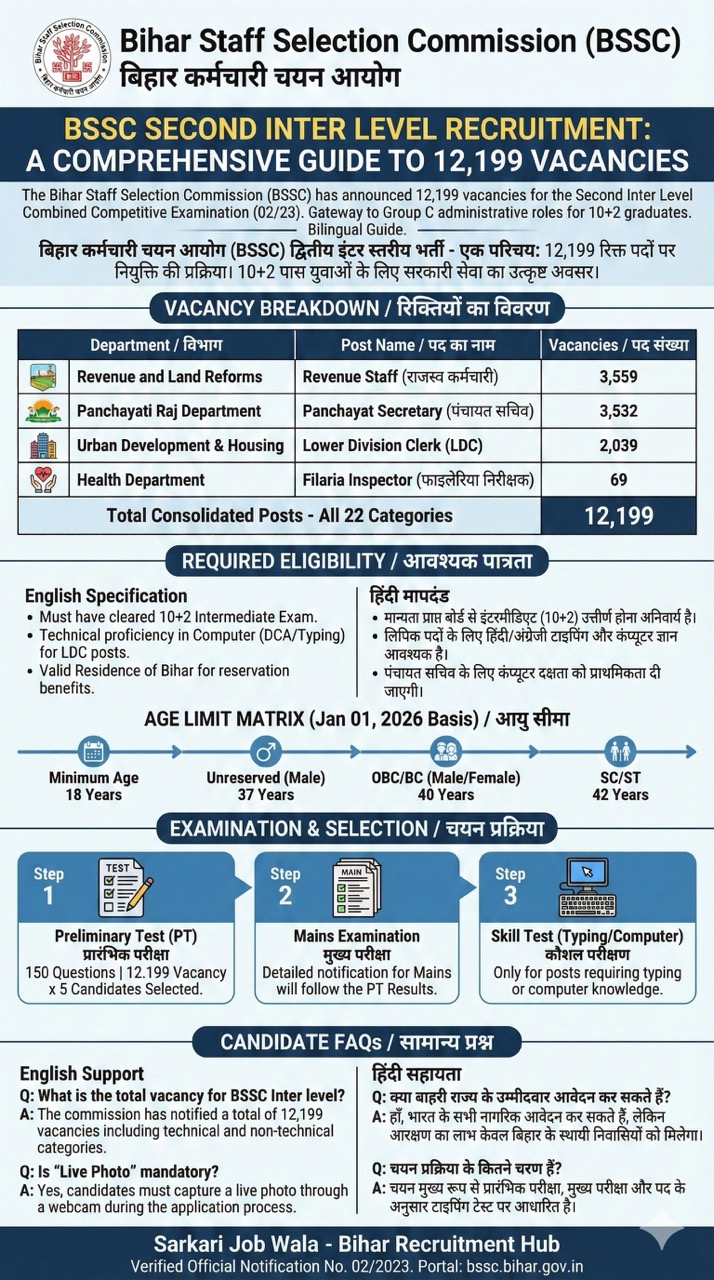 BSSC Second Inter Level Recruitment: Apply for 12,199 Posts | Detailed Bilingual Guide