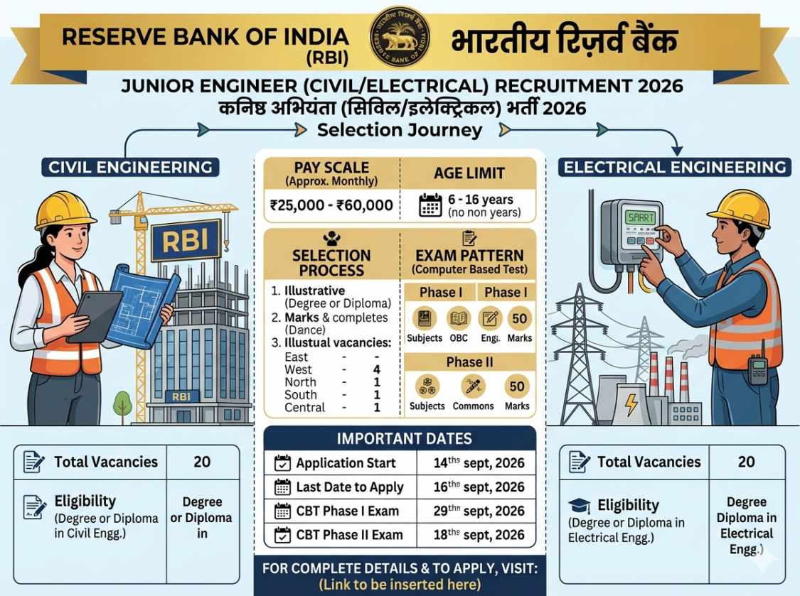 RBI Junior Engineer (Civil/Electrical) Recruitment 2026